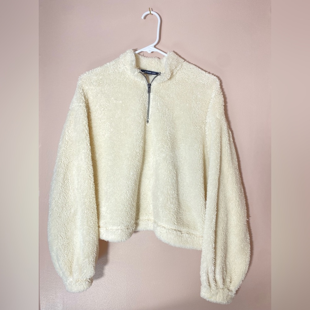 Women’s Sherpa Crop Top Sweatshirt—Large